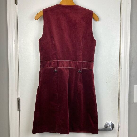 Veronica Beard Orial Corduroy Sleeveless Mini Dress Bordeaux Burgundy Red sz 4 - Picture 5 of 9